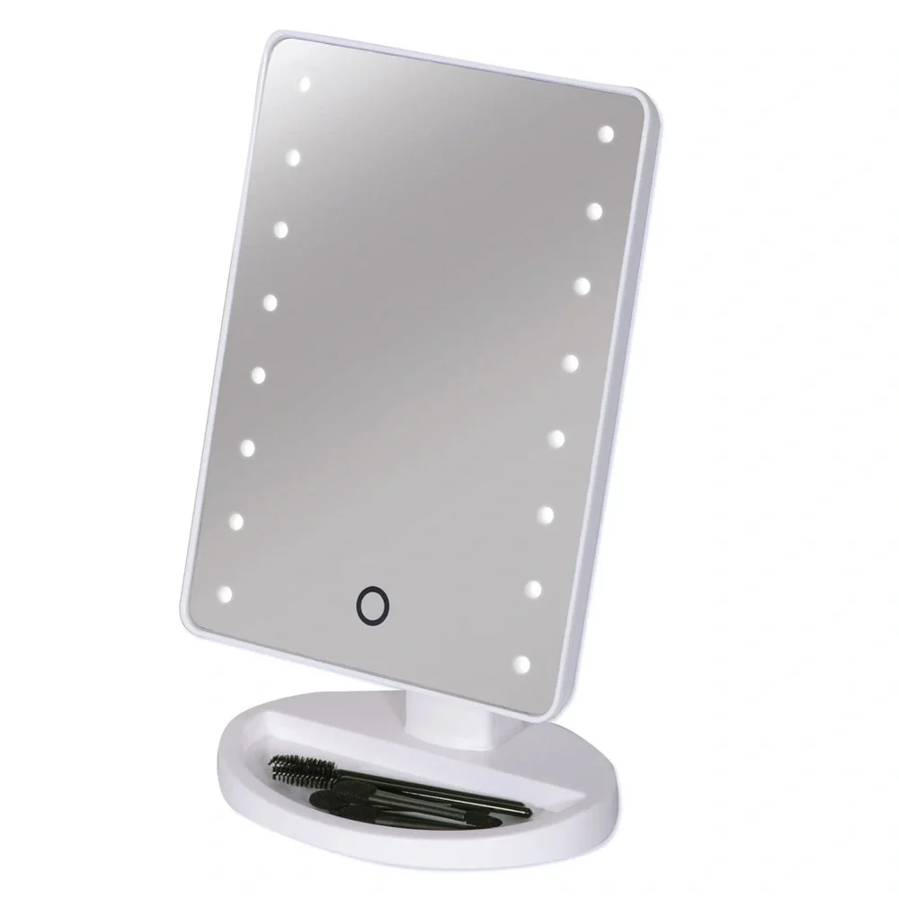 LED Makeup Mirror Tilt Touch Cosmetic Stand Vanity Adjustable Rotate White Light